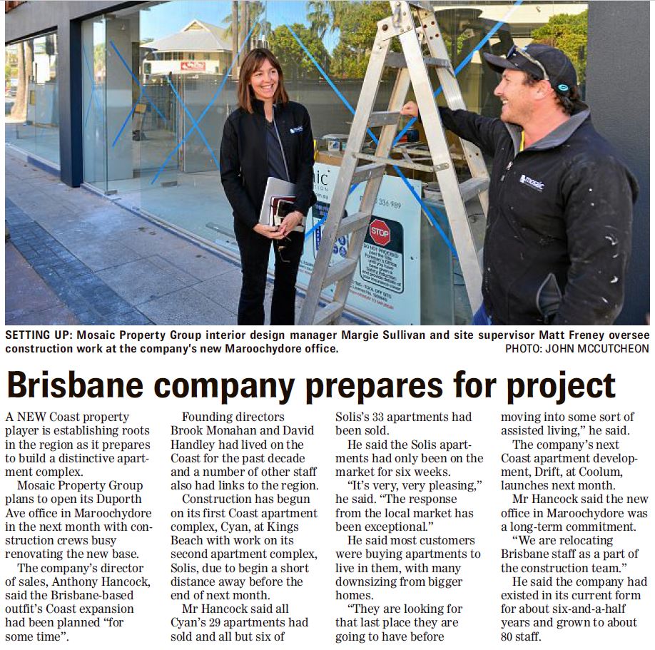 Sunshine Coast Daily - Company Prepares Project - Mosaic